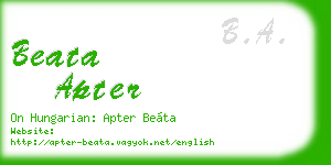 beata apter business card